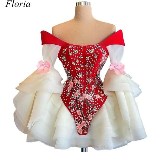 Bowknot Off-Shoudler Prom Dress Tulle 2021 Trend Ceremony Woman Robe De Bal Girls Party Dresses Evening Short Vestidos De Fiesta