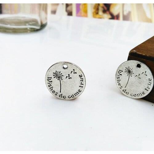 20pcs/lot Wishes do come true Dandelion word Alloy Charms Wholesale Lead and Nickel Free fashion jewelry 2018