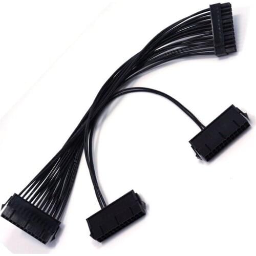 24Pin Dual PSU Power Extension Cable PC Three Power Supply Synchronization Cable Connector 12.6 Inches / 32cm
