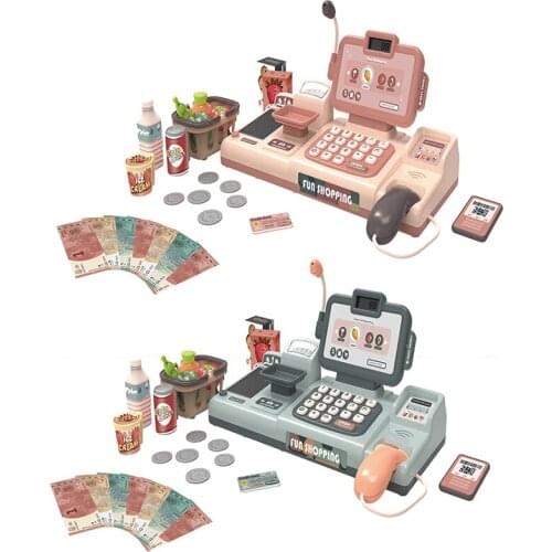 25Pcs Pretend Play Mini Simulation Electronic Supermarket Cash Register Kits Toys Multifunctional Kids Role Play Set