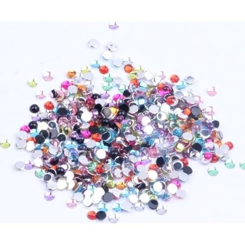 3mm 10000pcs Half Round Beads Facets Many Colors Flatback Glue On Acrylic Rhinestones DIY Craft Backpack Garment Accessories