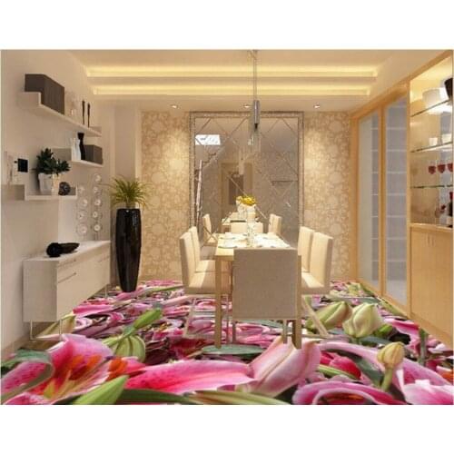 3d wallpaper waterproof 3D stereoscopic tulip flowers kitchen bathroom floor 3d wallpaper pvc bathroom floor wallpaper