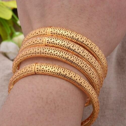 Dubai 18K Gold plated luxury Coin Golden Bangles African wedding Jewelry bridal bracelet For women