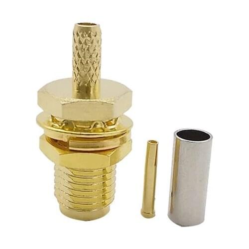 5Pcs/Lot SMA Female Bulkhead Crimp Connector Gold-Plated SMA Female Jack Center Nut Bulkhead Crimp for RG174 RG316 LMR100 Cable