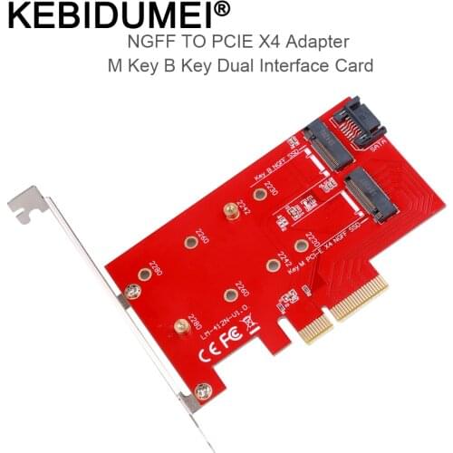 Portable NGFF TO PCIE X4 Adapter M Key And B Key SATA Port Expansion Card Support PCI Express 3.0 2230 2242 2260 2280 Size M2