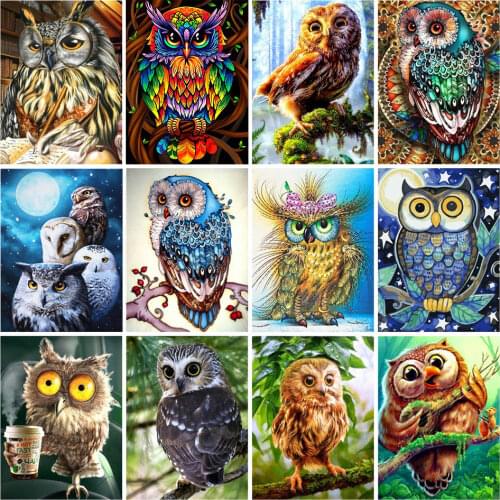 AZQSD 5D Diamond Mosaic Owl Needlework DIY Full Sets Diamond Embroidery Animal Picture Of Rhinestones Home Decor