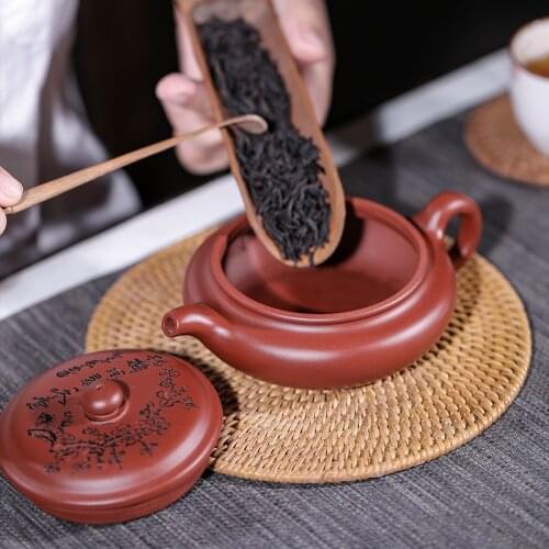 Dahongpao Yixing Teapot Flat Drum Handmade Authentic Purple Clay Kettle Send Gift Box MJ
