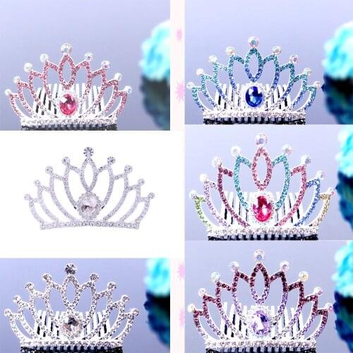 Baby Crown Hair Accessories Hollow Crown Diamond Love Hairpins Hair Clips Insert Comb Headband Ladies Jewelry Birthday Gift