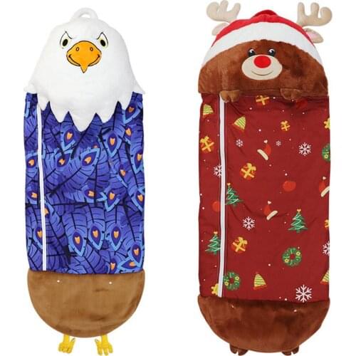 Kids Sleeping Bags Soft Warm Sleeping Sack Pillow Foldable Animal Warm Elk Pillow Children Kick-proof Eagle Sleeping Bag Camping