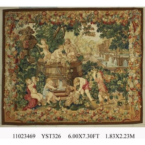 Elegant Floral Antique Handknotted Wool Aubusson Tapestry Geometric Bedroom The Great Wave Halloween Decoration