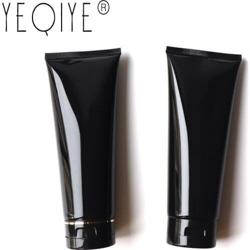 【20PCS】200g Black Plastic Bottle Soft Refillable Bottle 200ml Cosmetic Make up Cream Body Lotion Shampoo Squeeze Empty Bottles