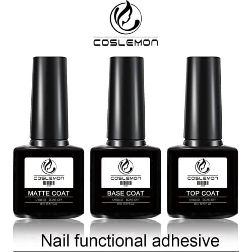 COSLEMON 8ml Top Coat Matte Base Coat Gel Nail Polish Hybrid Varnish Set For Manicure Nails Art All For Nails Cuticle Oil Base