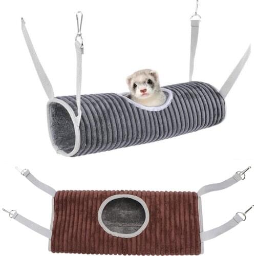Hamster Tunnel Hammock Winter Warm Squirrel Hanging Bed Nest Sleeping Bag Rat Ferret Tunnel Tube Cage Toy for Small Animal Pet