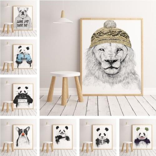 Canvas Painting Hat Animal High-end Poster Print Wall Art Home Decor for Childrens Room Decoration