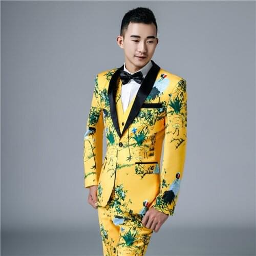 Chinese Style Retro Custom Made Mens Slim Suits Moderator Tailor Suit Blazers Suits For Men Singer Costumes (jacket+pants+vest)