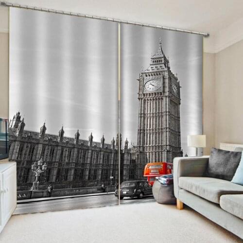 Beautiful Photo Fashion Customized 3D Curtains grey building curtains Thick shading soundproof windproof curtain