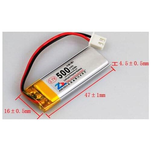 Free ship 2pcs/lot 3.7v 501646 501545 500mAh polymer lithium battery li-ion rechargeable battery