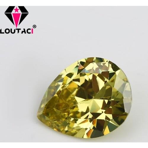 LOUTACI Brilliant Cut Pear Light Olive Yellow Cubic Zirconia Factory Price For Sale Small Size 2x3-4x6mm