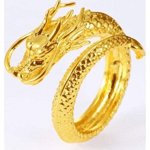 Fashion Vintage Dragon Ring Adjustable Opening Rings Gold Colour