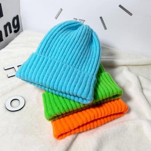 Fashion Solid Color Knitted Beanies Hat Winter Warm Ski Hats Men Women Multicolor Skullies Caps Soft Elastic Cap Sport Bonnet
