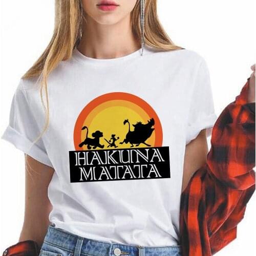 Fashion Women T-shirts Disney The Lion King HAKUNA MATATA Letter Punk Tops Super Popular Clothing Plus Size Unisex Tshirt