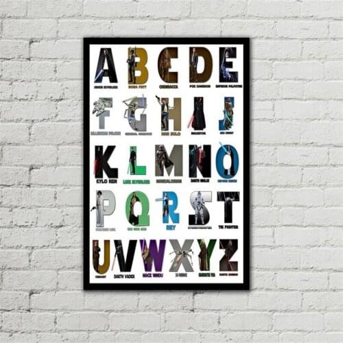 Star Wars Star Wars Alphabet Poster Wall Art Canvas Painting Print Nordic Watercolor Picture for Living Room Home Decoration