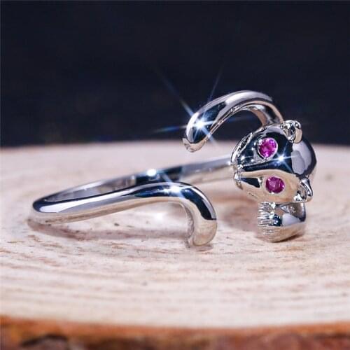 New exquisite cats eye zircon open ring cute inlaid zircon cat womens ring daily dating party jewelry