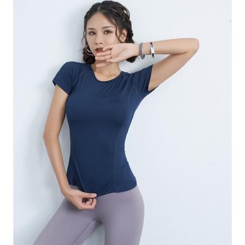 Yoga clothes womens net red thin running short sleeve slim fit T-shirt loose breathable fitness top