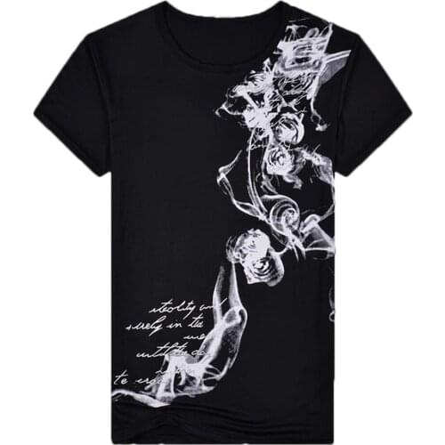 Clothes Summer Tees T Shirts Tops Mens Harajuku Casual Short Sleeve Print Black Tee T Shirt Male Round Neck Costume Streetwear