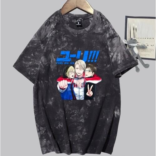 Hot Anime Yuri on Ice Print T-Shirt Harajuku Hip Hop Tops Tees
