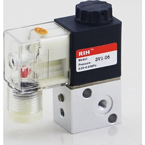 DC Coil Pneumatic Air Control Mini Gas Electric Solenoid Valve 3V1-06 3/2 Way 2 Position 3 Way Direct Acting 12V Water Oil Gas