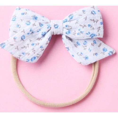 Fashion Colorful Bow Nylon Headband Baby Girls Elastic Hairband Infant Toddler Suede Solid Bow Kids Head Band Hair Accessories