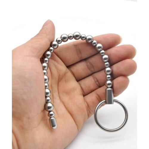 Stainless Steel Penis Plug Bead Sounding Penis Inserts Urethral Sound Pull Ring Urethral Catheter Insertion Sex Toys For Men