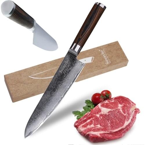 SUNNECKO Professional Chef Kitchen Knife Top Quality Japanese VG10 Damascus Steel Blade 8 inch Cooking Tools Color Wood Handle