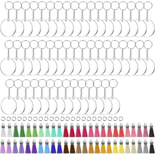 Acrylic Blank Keychains,200Pcs Keychain Blanks with Acrylic Blanks,Tassels,Key Rings and Jump Rings DIY Set for Crafting