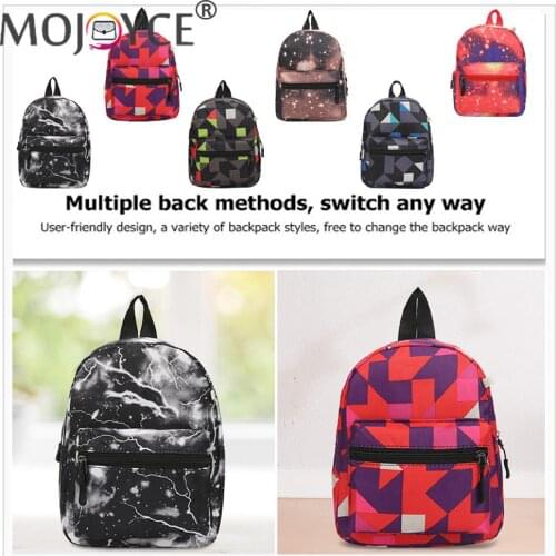 New Vintage Print Canvas Backpack Preppy Starry Sky Geometry Style Casual Small Rucksack for Children Schoolbags