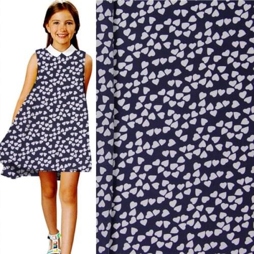 Sand wash silk Crepe DE chine fabric White love star on navy blue bottom,SCDC812