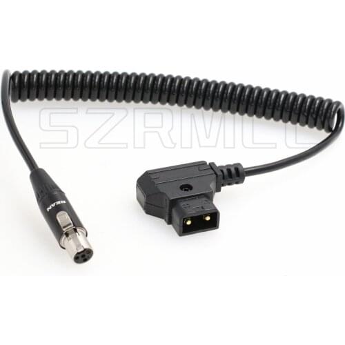 TVLogic VFM Monitor Alphatron EVF Coiled Power Cable D-tap 2 Pin Male to Mini XLR 4 Pin Female