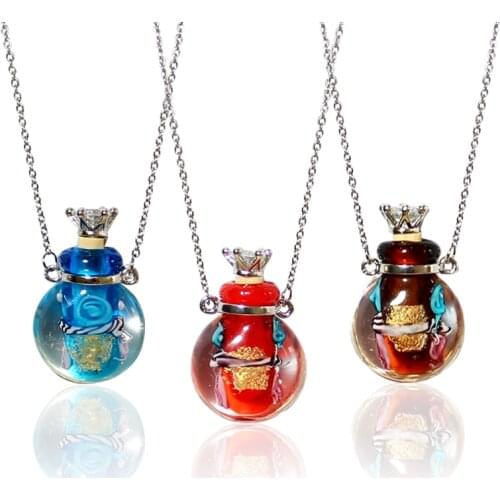 1PC Glass Perfume Bottle Cremation Jewelry Keepsake Jewelry Memorial Jewelry Stainless Steel Chain Necklace Urn Necklace