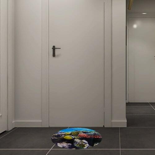 Three-dimensional underwater world round self-adhesive tile stickers decorative waterproof non-slip floor stickers
