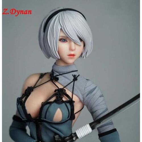 Pre-order Toys park TP001 1/6 2B Sister Head Sculpt NieR:Automata Female Head Carving Sculpt Model for 12'' Action Figure Body