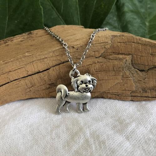 Vintage Maltese Terrier Dog Pendant for women Maltipoo dog jewellery trendy Pet necklace Gift for Friend