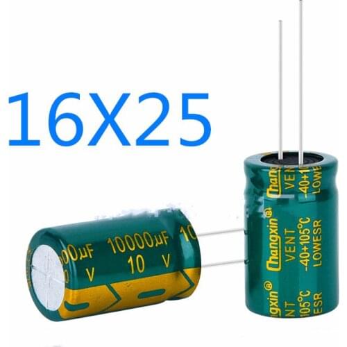 50pcs/lot 10000UF10V 16X25MM 10V10000UF High Frequency Low Resistance Long LIfe Electrolytic Capacitor