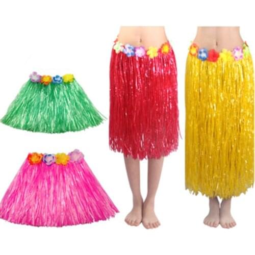 30/40/60/80cm For Girls Woman Hawaiian Hula Skirt Plastic Hula Grass costume Flower Skirt Hula dance dress Party Hawaiian Beach