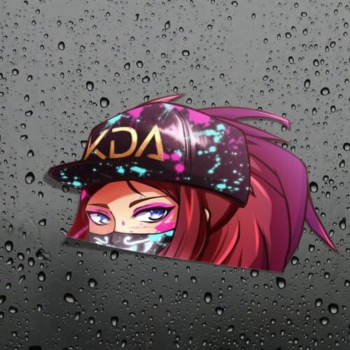 Funny KDA Akali Anime Peeker Car Stickers on Motorcycle Suitcase Home Decor Laptop Vinyl Decal