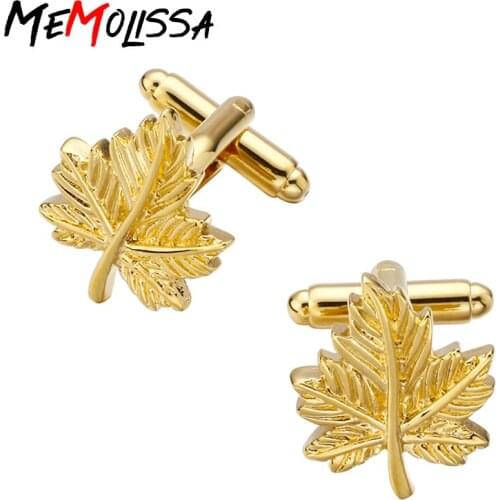 MeMolissa Gold Maple Leaf Design Cufflinks High Quality Mens Cuff Button Retro Personality Fashion French Mens Shirt Jewelry