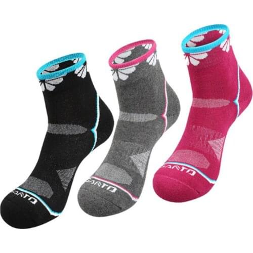 Women Sports Socks (3 Pairs/lot) SANTO/S009 Quick Drying Cotton Outdoor Climbing Hiking Socks