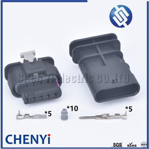 1set 5 Pin 1-1718806-1 / 4F0 973 705 Female Male Automotive Electric Connector Waterproof Air Flow Meter Sensor Plug For VW Audi