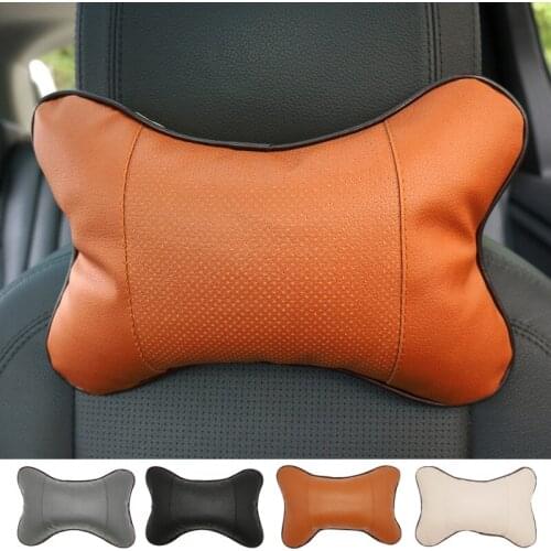 2pcs/set Car Neck Pillows Pu Leather Head Support Protector Black/Red Universal Headrest Backrest Cushion Easy Install And Clean