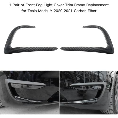 2pcs Front Fog Light Cover Eyebrow Cover Trim Frame Replacement for Tesla Model Y 2020 2021 Carbon Fiber car styling